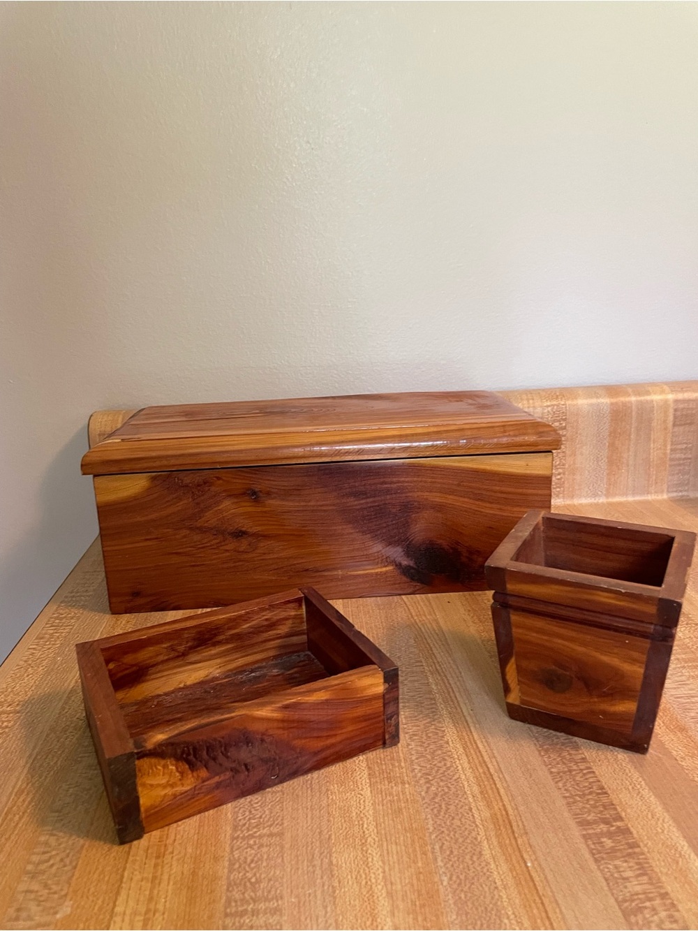 Wood Grain Brown Decorative Storage Box Set - Natural Brown